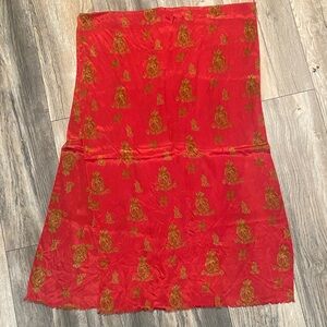Lauren Ralph Lauren Vintage Silk Red and Gold Scarf 70X21 inches